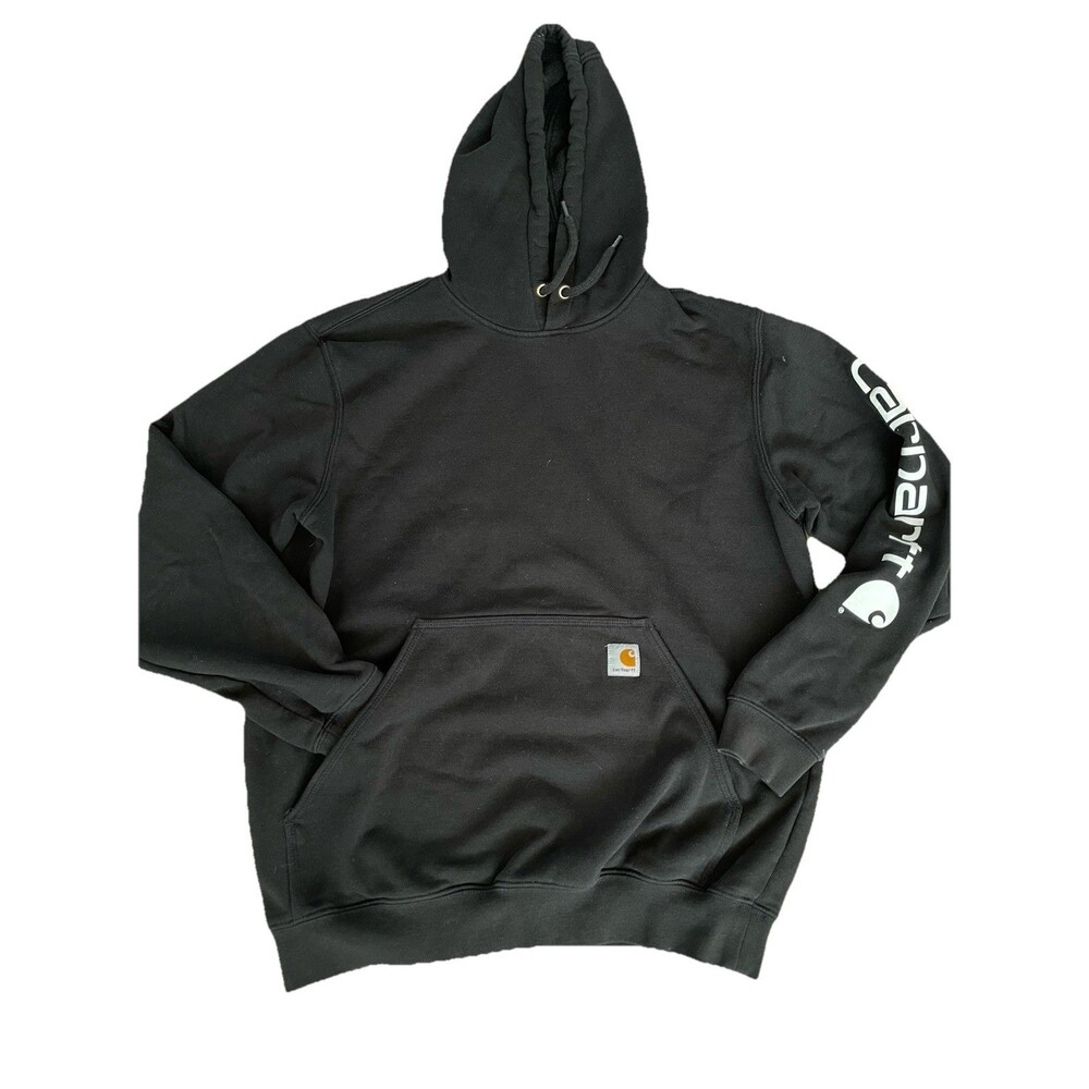 Carhartt Men’s Loose Fit Midweight Logo Graphic Hoodie – Faded Black – Size M